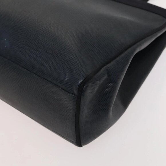 Salvatore Ferragamo Tote Bag Leather Embossed Navy Gold Auth BA1802 - Picture 4 of 16